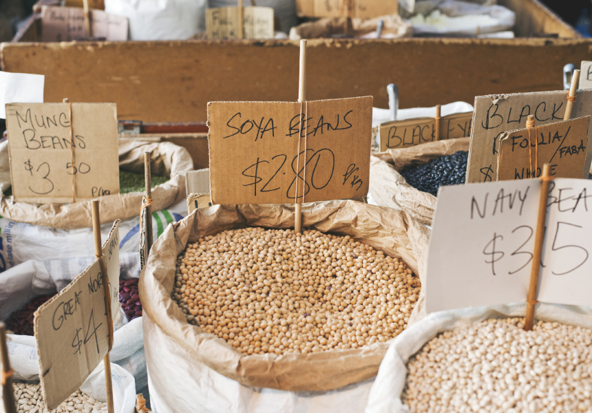 Bulk beans and legumes in hessian sacks for wholesale trade customers