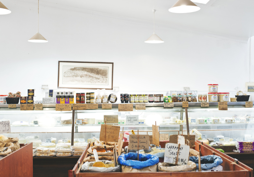 Spice counter and display cases inside Kakulas Brothers